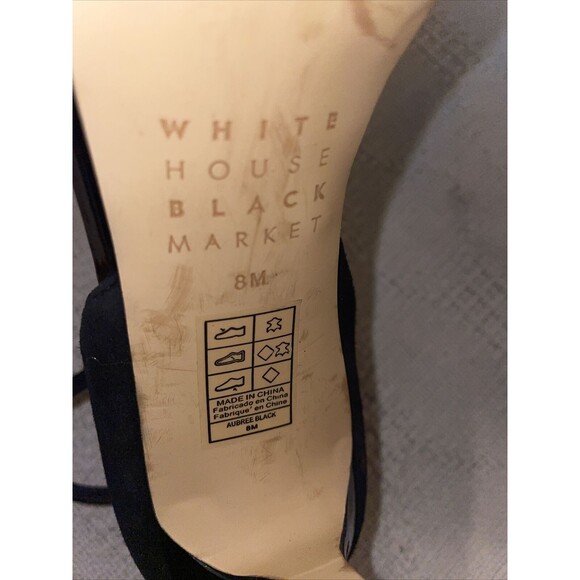 White House Black Market Dress Pumps Women's Size 8 B Black Leather Ankle Strap - Picture 3 of 12